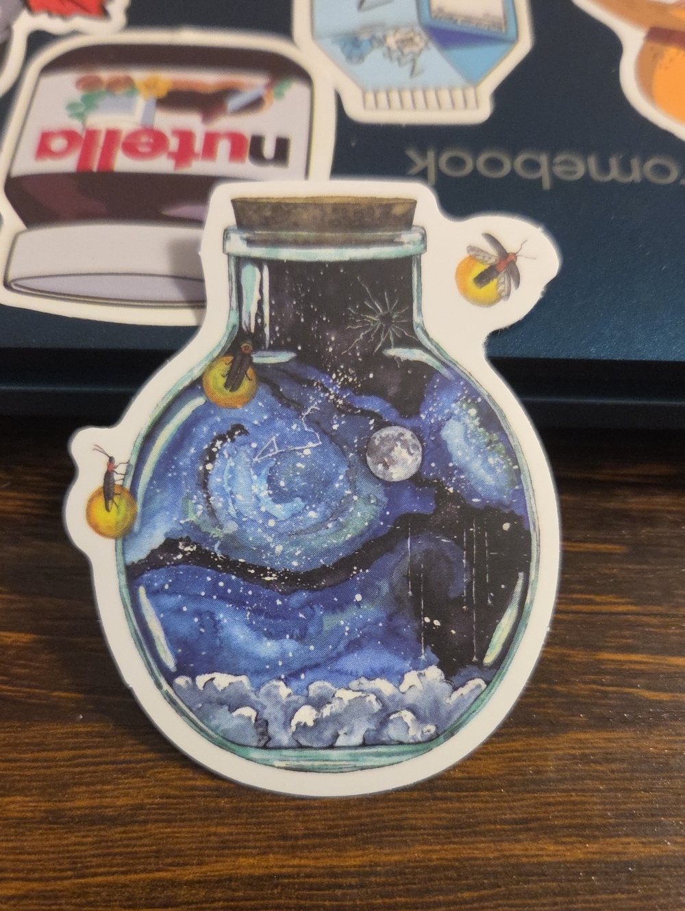 Galaxy Nightscape Bottle Sticker - Deep Blue Celestial Art